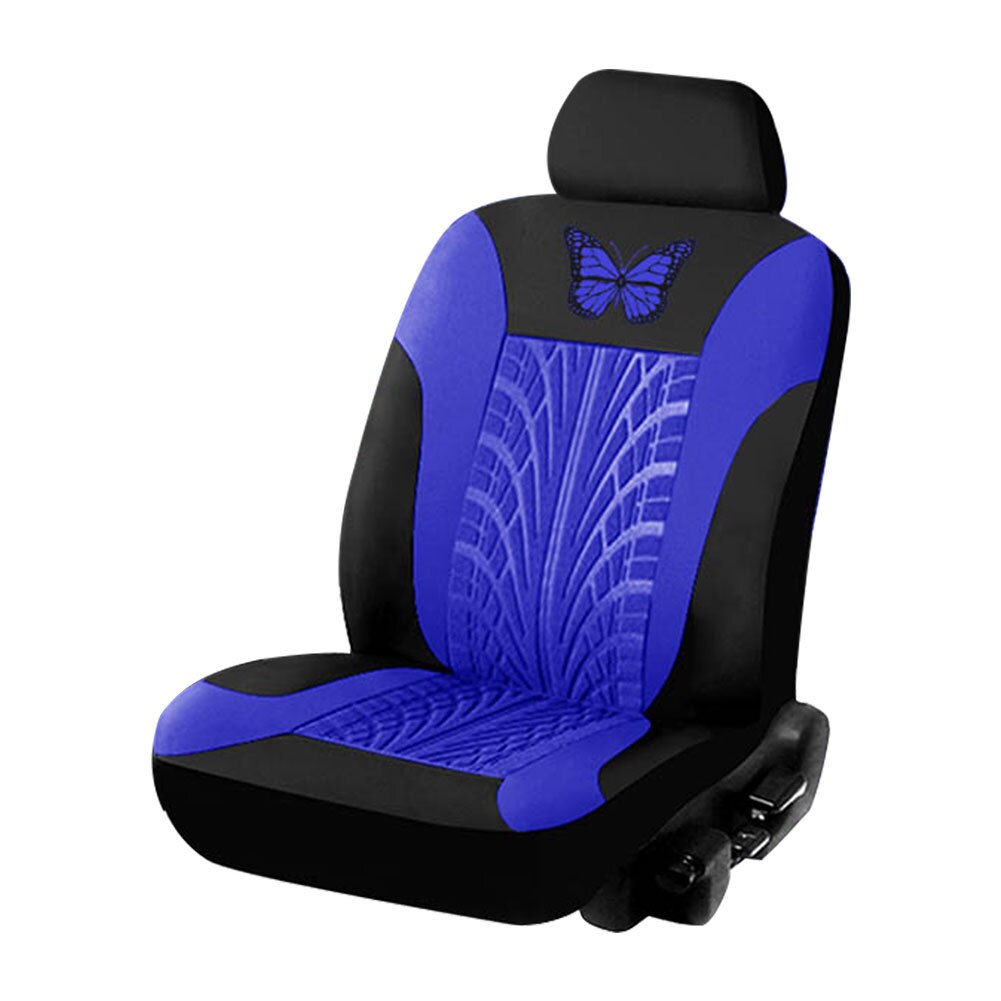 Universal Car Seat Cover Set Butterfly Pattern PU Leather Bucket Seat Cover: 1set Blue	