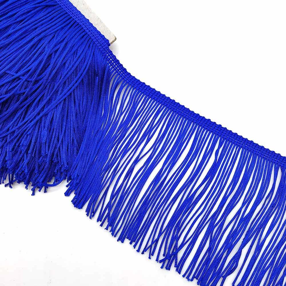 Beatiful-Cinta de encaje con ajuste de la franja de encaje, 10cm de ancho, ribete de franja de borlas para vestido latino, accesorios de vestuario DIY: Royal blue
