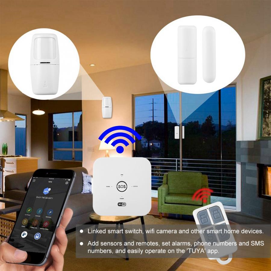 Tuya Smart WIFI GSM Home Security Alarm System PIR for Alexa for Google Assistant 100-240V alarmas de seguridad para casa