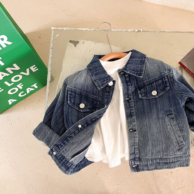 Mode Baby Boy Meisje Denim Jasje Lente Herfst Baby Peuter Kind Geribbelde Jean Jas Blazer Bovenkleding Babykleertjes 1-10Y