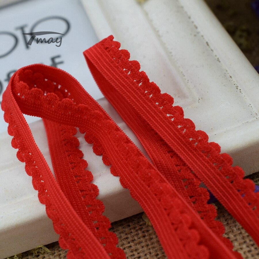 #236 røde elastikbånd med blonder 8 yards / lot 10mm brede strikkede blonde bånd syning af tilbehør applikationer undertøj top