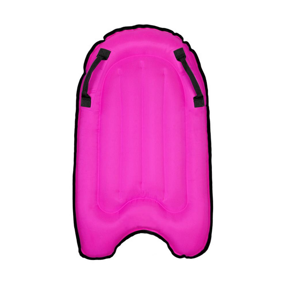 PortableInflatable Surfboard Solid Color Buoy Kickboard With Handle Foldable Surfboards Swimming Pool Beach Floating Mat: Pink
