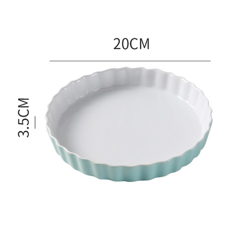 8 Inch Ceramic Round Cheese Baked Plate Pan High Temperature 600C