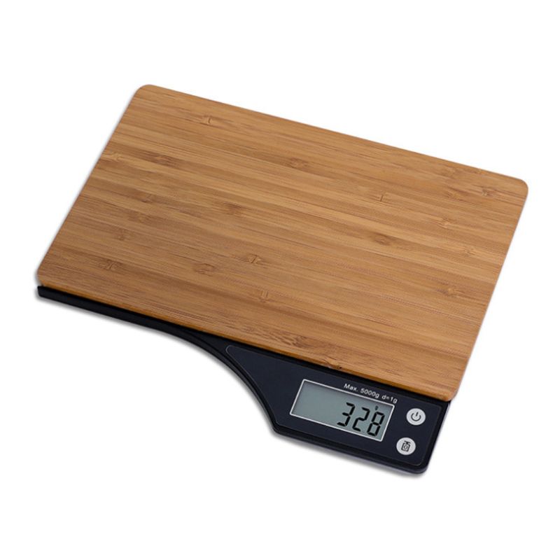 Kitchen Scale 5kg Blue Backlight Electronic Scale Jewelry Food Balance Weight Pocket Scale Portable Bamboo Panel Digital Scale