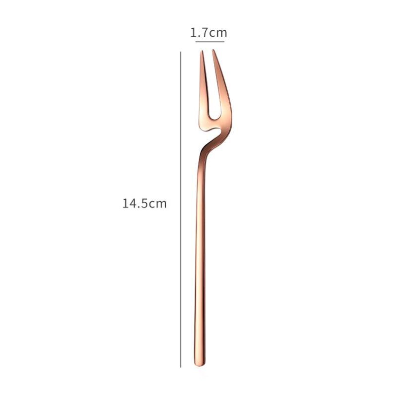 Edelstahl kaffee rühren Kleine löffel hängen tasse löffel Nachtisch obst gabel kaffee löffel nette edelstahl gabeln Mini löffel: Rose Gold Gabel