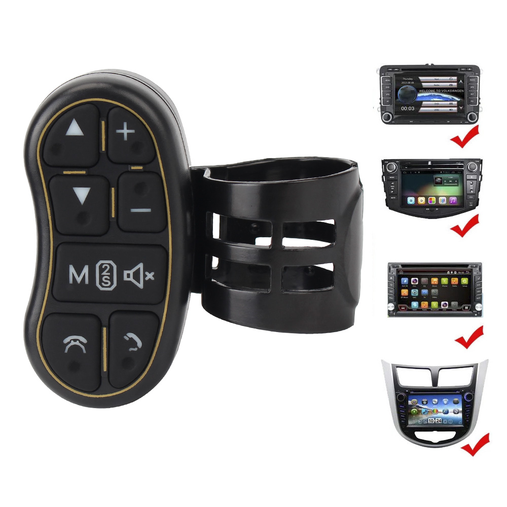Botones de Control remoto universales para volante, navegación GPS, Dvd, manos libres, volumen de música, controlador inalámbrico