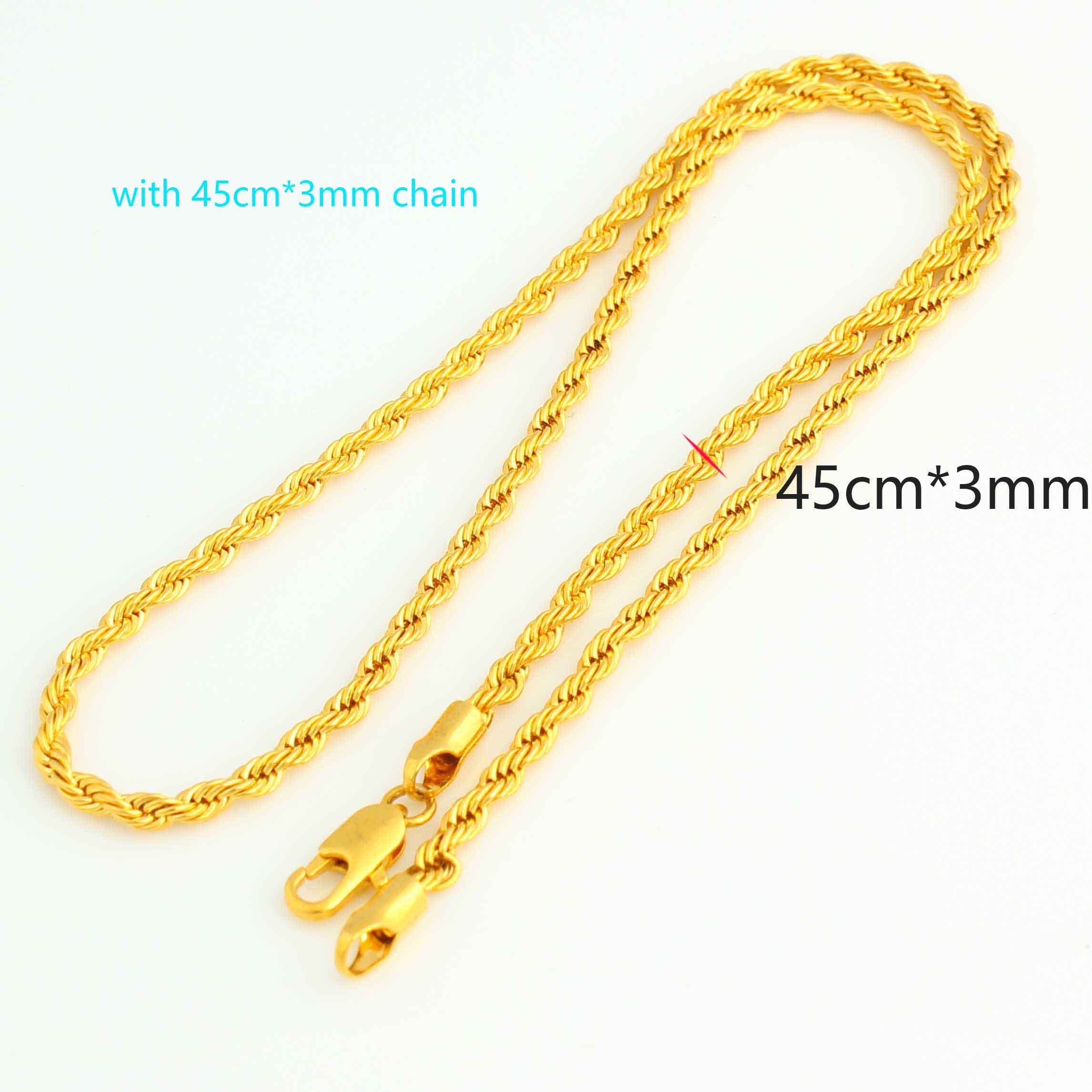 Adixyn Afrikanische Große Größe Schmuck Gold Farbe Halskette/Ohrringe/Anhänger für Frauen Arabischen/Afrikanische Hochzeit/Party N08082: mit 45cmX3mm Kette