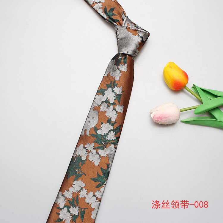 Linbaiway brand jacquard halsbånd til herre polyester slips slanke slips mænd forretningsdesignere krave brudgom corbatas: 008