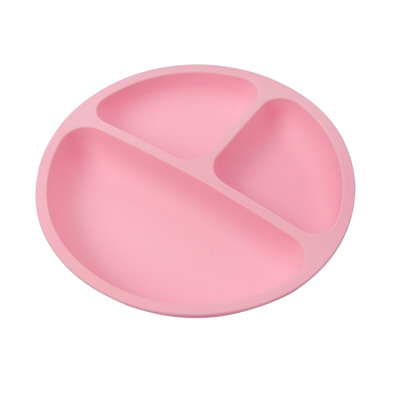 Silikon barn baby tallerken frokost middag tallerken tegneserie barn barn retter spise servise sett barn trening mat: Rosa