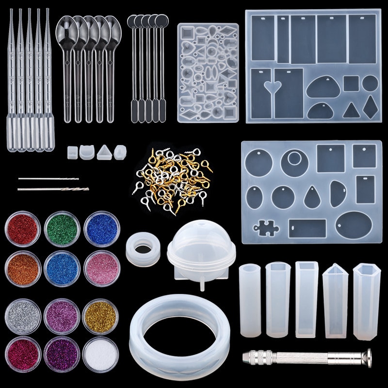 Mixed Style Jewelry Epoxy Casting Molds Tools Set Silicone UV Casting Tools Clay Resin Casting Molds For Jewelry making DIY: 2