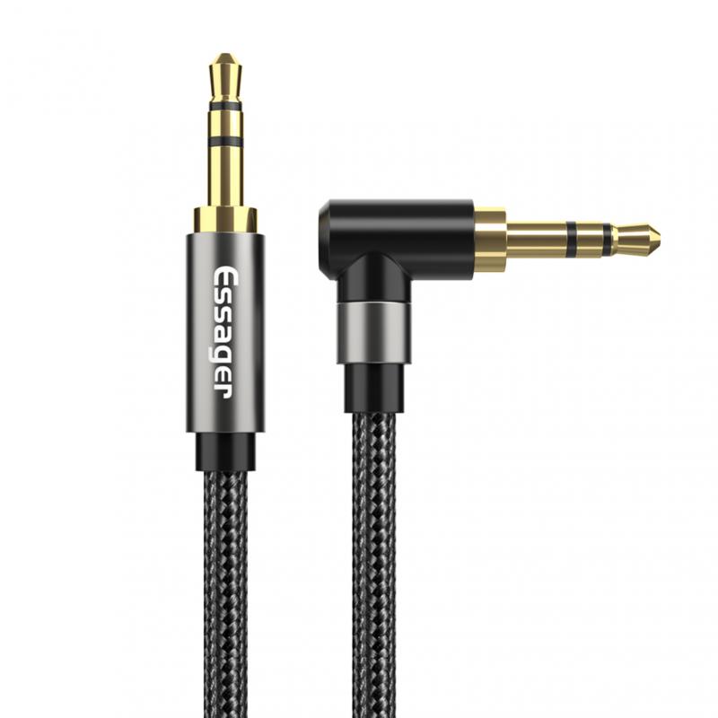 Essager AUX Cable 3.5mm Jack Audio Cable For Speaker Wire Headphone Car 3.5 mm Jack Hifi Aux Adapter Cord For Xiaomi: black