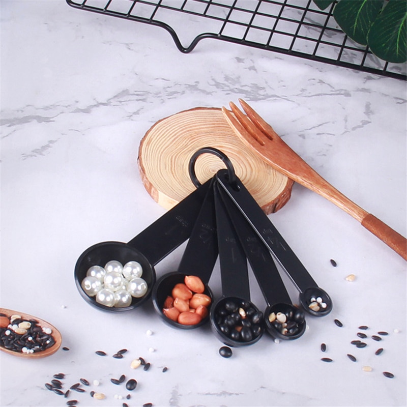 Køkkenudstyr madlavning 5/10 stk sort måleske af plast og målekopper køkkenudstyr værktøj bagetilbehør