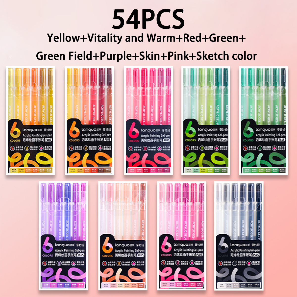 LANGUO 6Color Highlighter Marker Pens Acrylic Painting Art Markers Quick-Dry Non-Toxic for Students Supplies Korean Stationery: Dark Grey