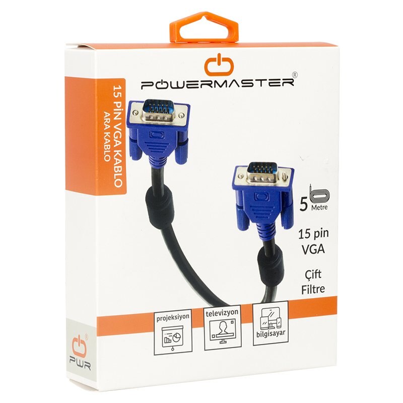 VGA CABLE 15 PINOUTS MALE/MALE 5 METRE POWERMASTER