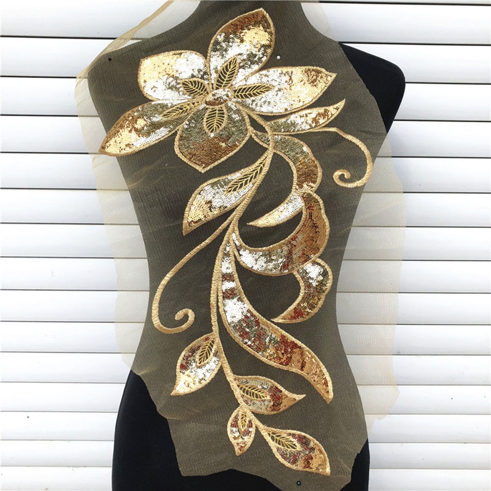 Pailletten Patch Borduurwerk Bloem Applique Pailletten Stof voor Kleding Rose Blauw Gouden Rood Naaien Patches DIY