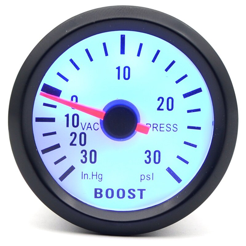 Boost / vand temp / olietemp / olie presse / spænding / omdrejningstæller omdrejningstal gauge 2 '' 52mm analog led sort sag med blå led: Boost psi