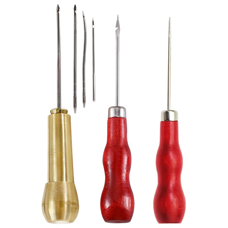 Dailylike Leather Sewing Kit 50m Wax Thread Stitching Groover Scratch Awl Leather DIY Craft Shoes Canvas Repair Working Tool: type3
