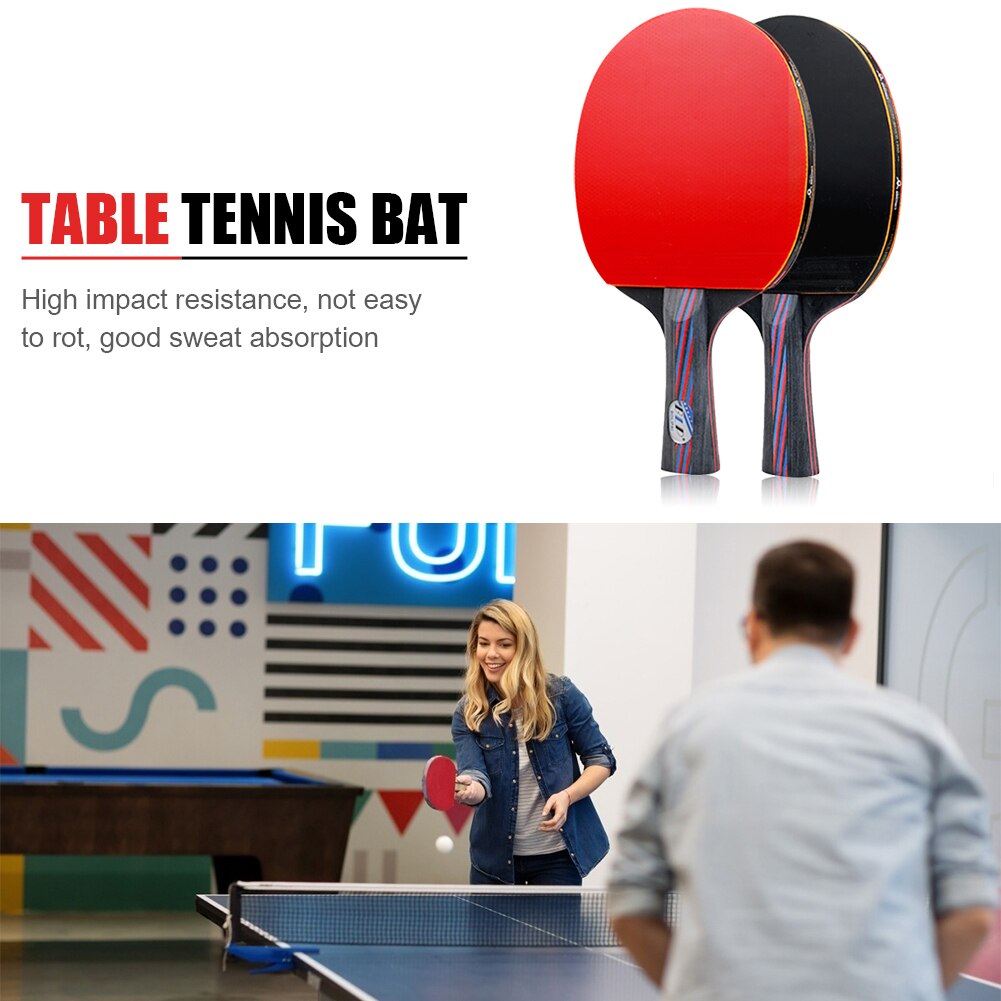 Houten Dubbele Gezicht Tafeltennis Racket Set Volwassen Student Training Krachtige Ping Pong Paddle Bat Met Zak