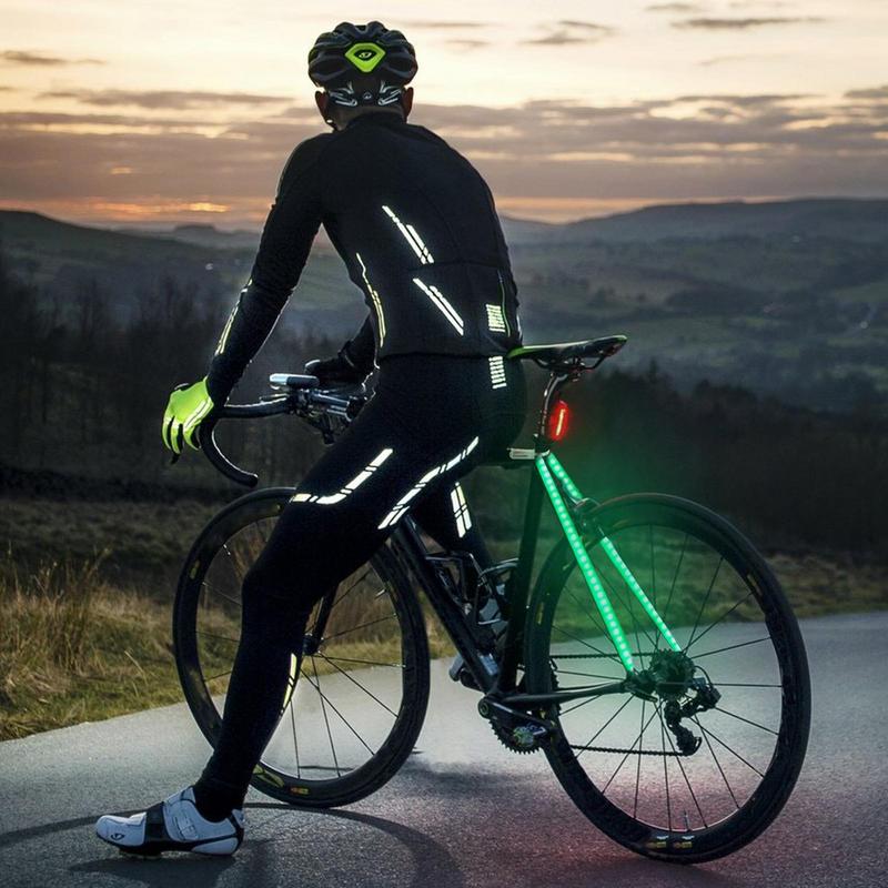 Luz LED decorativa para bicicleta, marco de bicicleta, cuerda, luz alimentada por batería, a prueba de polvo, impermeable, luz de advertencia trasera para conducción nocturna