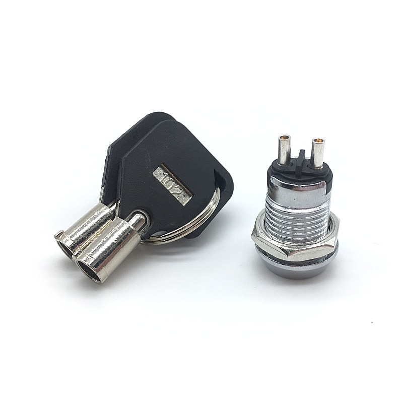 2pcs/lot 12mm Metal Key Switch 250V ON OFF Locking Switch Electrical Key Rotary Switch with 2 Keys 2 Position