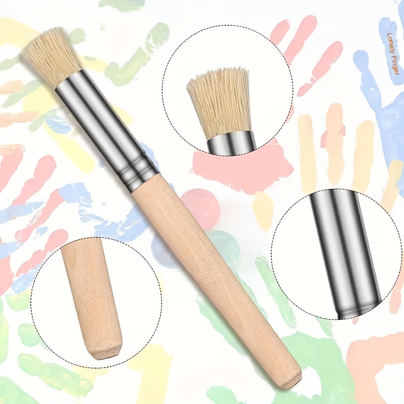 Juego de pinceles de pintura con plantilla, mango de madera de pelo de cerdas, perfecto para manualidades, pintura acuarela, al óleo y acrílica, 3/6/12/18 Uds.