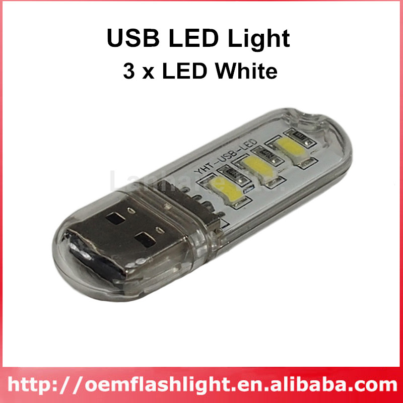 Yht usb powered 3 x led hvid usb led lys - gennemsigtig  (2 stk)