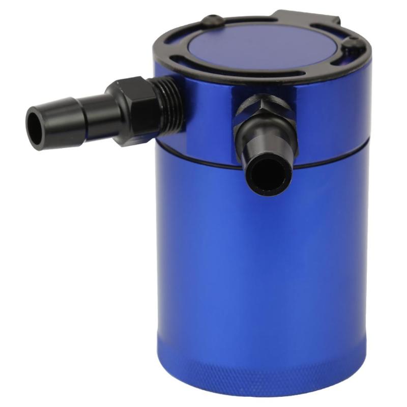 Universal 2-Port Aluminum Permeability Oil Pot Catch Can Reservoir Fuel Tank Baffled 94.7*62 mm: Blue