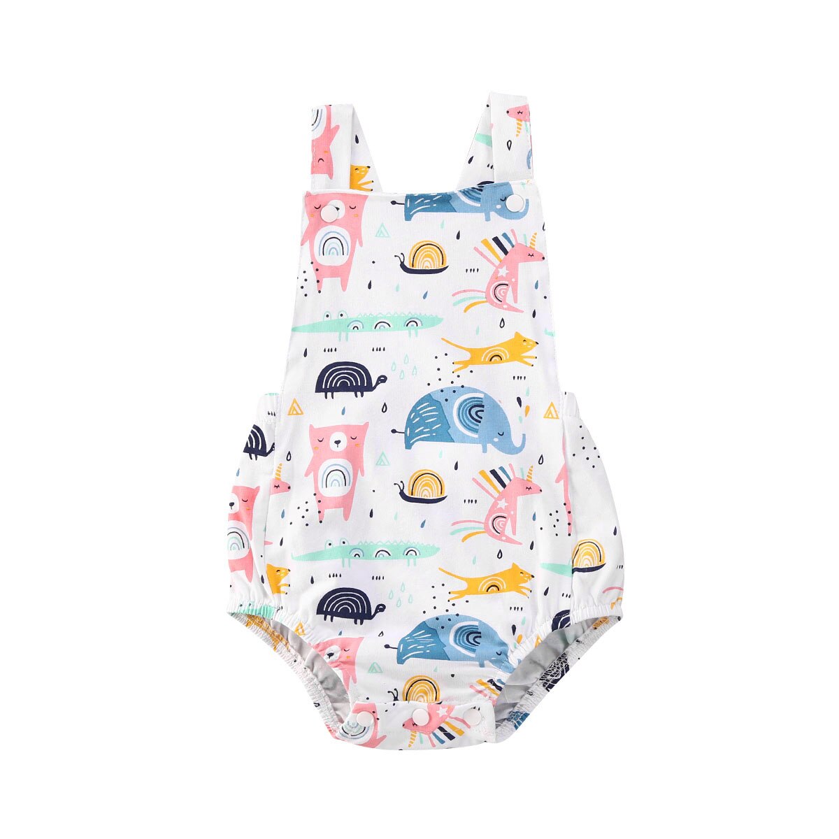 0-24m babybodys sommer neugeborenen babykleidung jungen mädchen tierdruck ärmelloser träger Overall süßer babybody: D / 3m