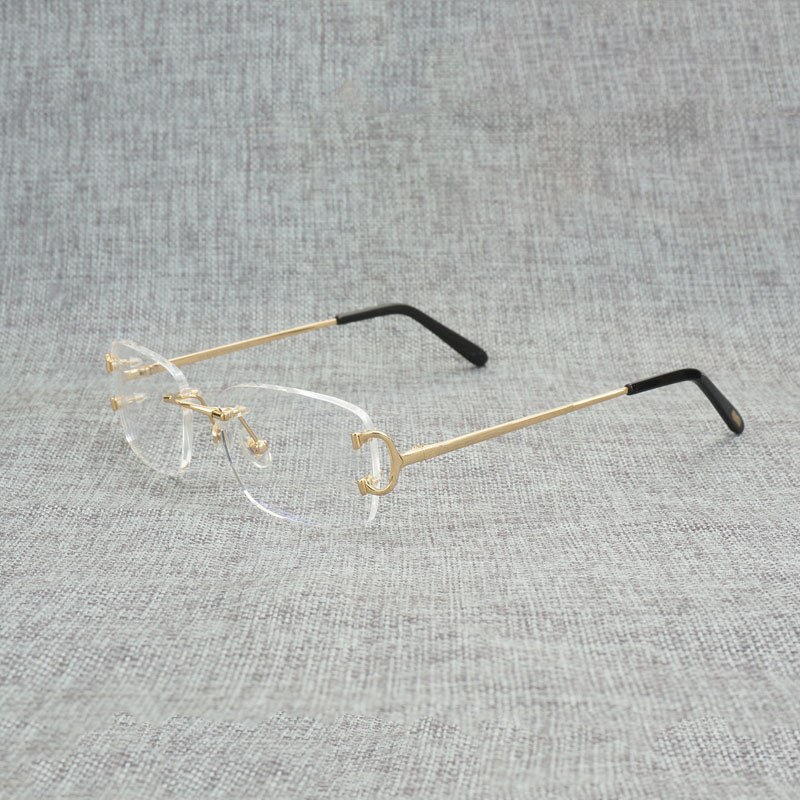 Vintage kantløse firkantede klare briller mænd ovale c wire briller optisk metalramme oversize briller kvinder til læsning af oculos: Guld firkant