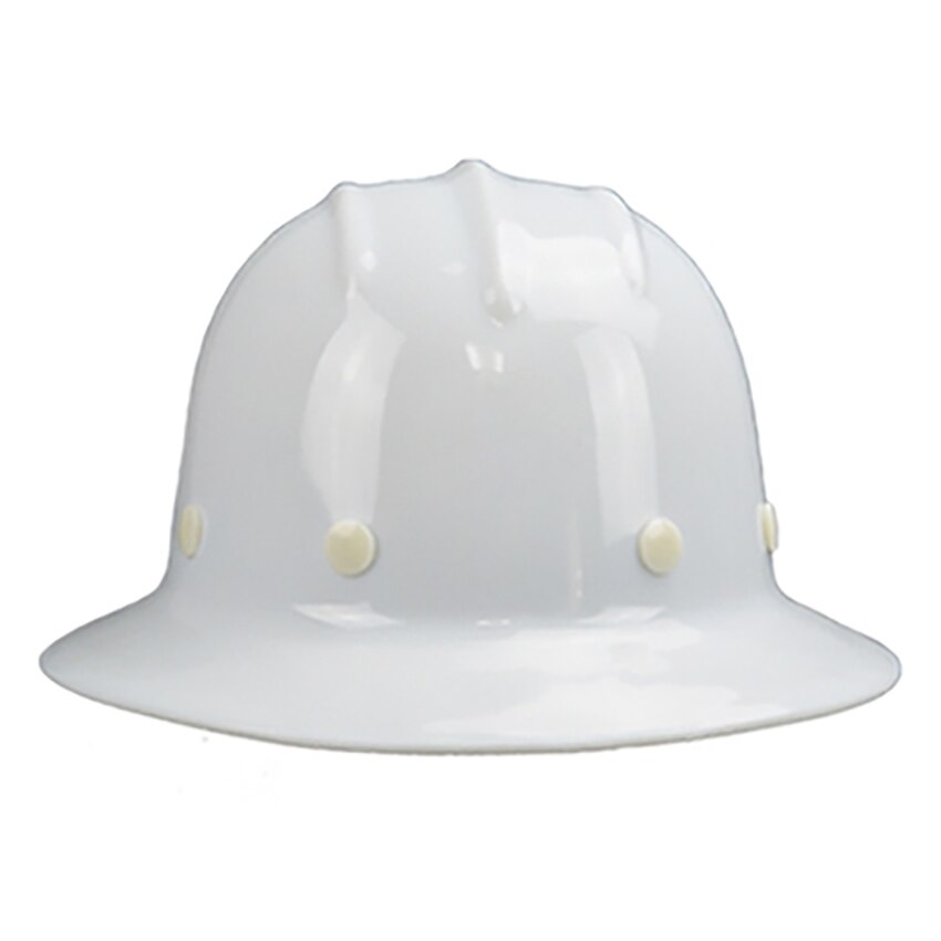 Full Brim Hard Hat, 8-Point Ratchet Suspension, Impact Resistance Safety Helmet Adjustable Hat, Red, Blue, Yellow, White: white
