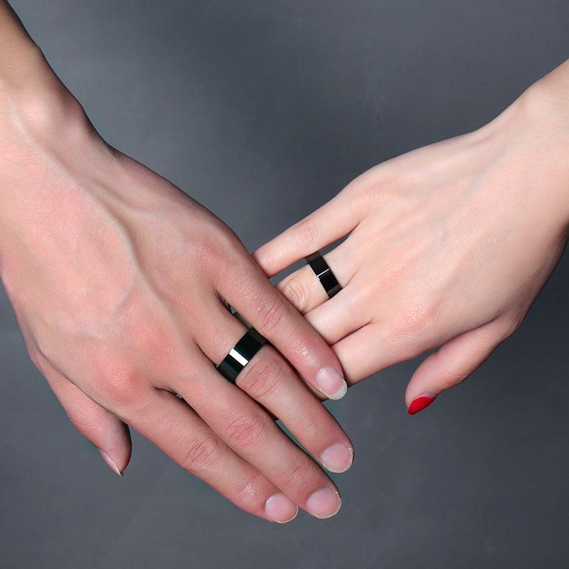 Vnox Black Stainless Steel Ring for His and Her Best Friend Promise Jewelry