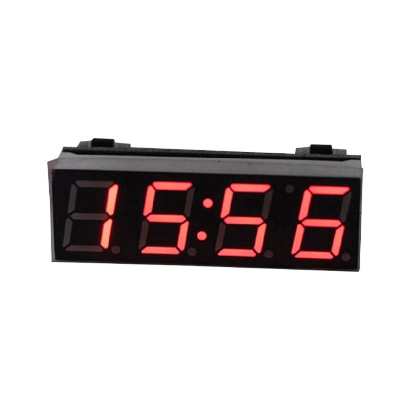 Car Digital Tube Electronic Clock LED Three-In-One Time + Temperature + Voltage a Basic Version of the Microcontroller Electron: Red