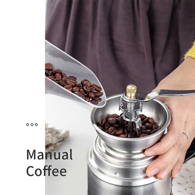 Manuell kaffekvarn rostfritt stål retro kaffe krydda mini burr kvarn hjulmaskin