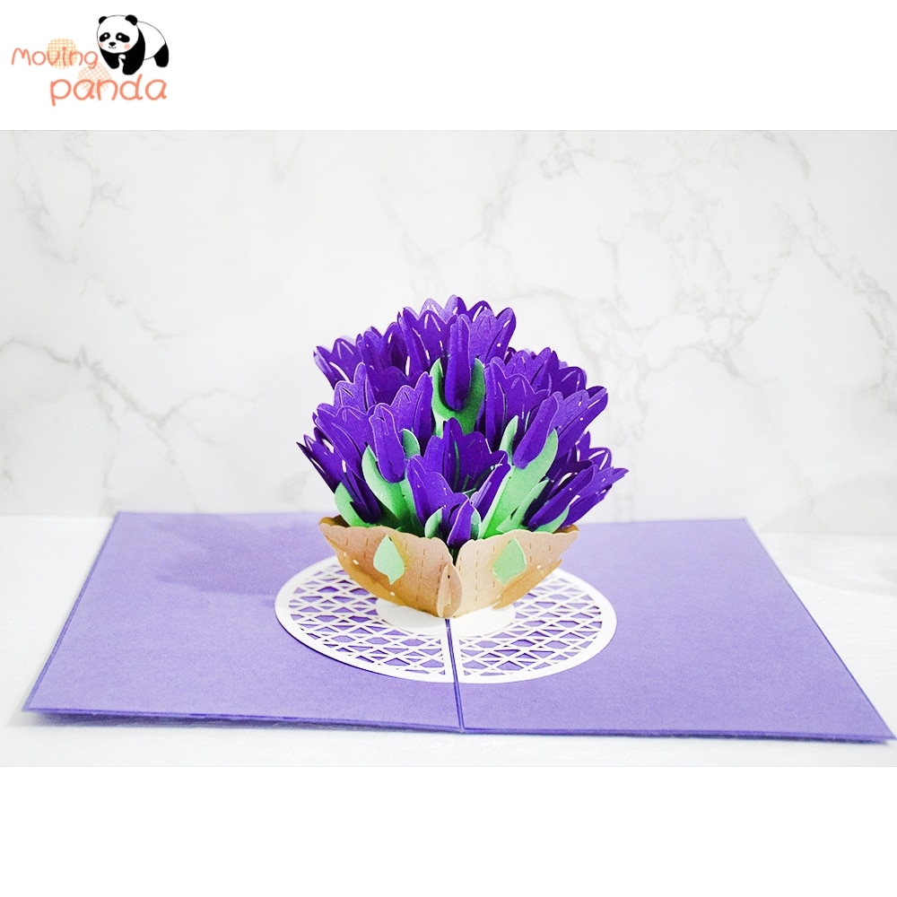 3d pop-opp kort tulipan blomster kort til familie venner bursdag festival gratulasjonskort postkort kort med konvolutt