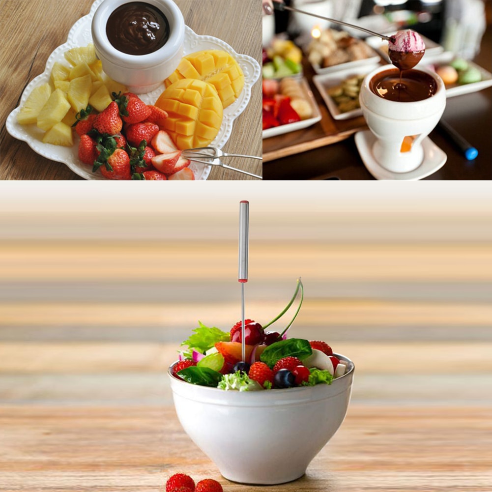 Beste 6 Stks/set Rvs Chocolade Vork Pot Vorken Kaas Fruit Dessert Vork Fondue Melting Spies Keuken Gereedschap