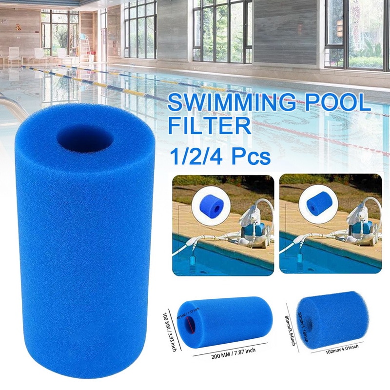Filterkatoenen spons voor zwembadreiniging, cilindrische filterspons, vervangingsfilter voor zwembadreiniging, filtersponsbuis 1/2/4