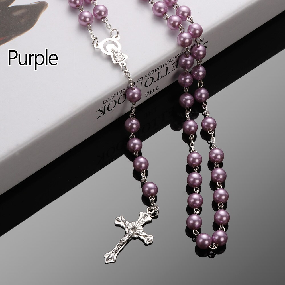 Collar con colgante de Cruz para hombre, cadena de eslabones de acero inoxidable, estilo Punk, 1 unidad,: B-Purple