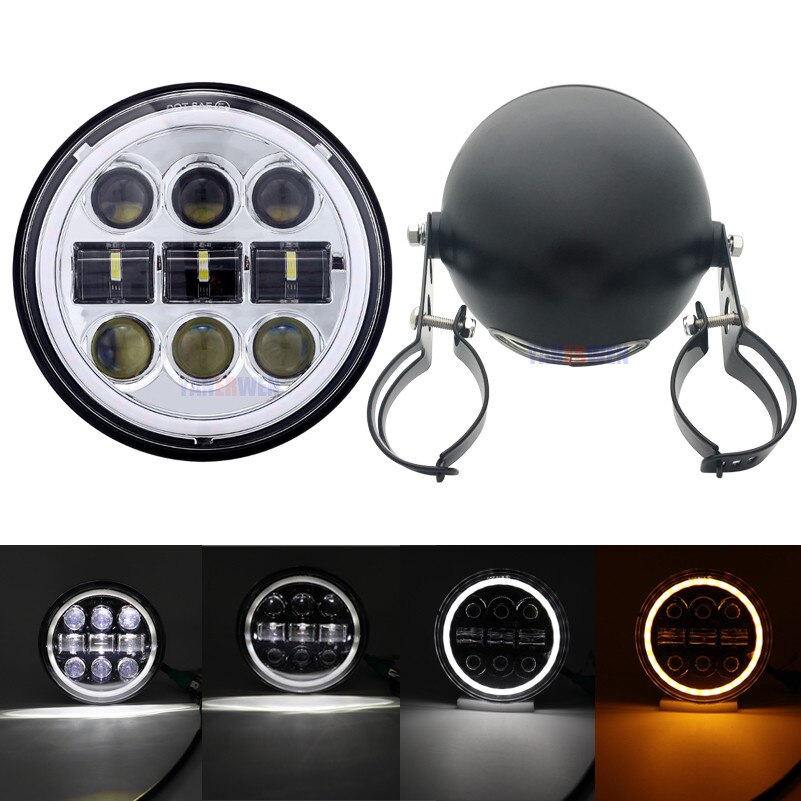 5 3/4" LED Headlights DRL 5.75 inch Iron 883 Dyna Headlamp for Triumph Rocket iii 3 Speed Tripl & Street Triple Driving Light: C Set