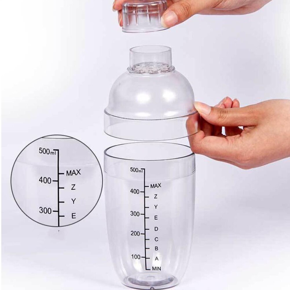 1PC Hand Shake Cup Cocktail Shaker Transparent Mixer Cup Clear Bar Shaker Wine Milk Tea Shaker Cup with Scale