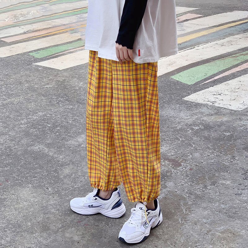 Privathinker homme femme rue Style Plaid pantalon Mans femme décontracté droit décontracté pantalon mâle Hip Hop vêtements bas: S / HuangGe