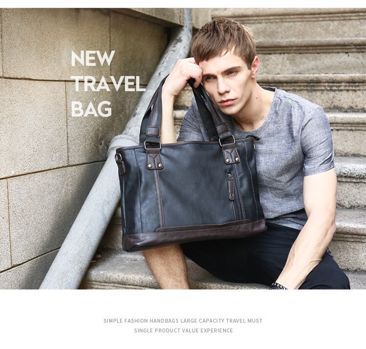 Brand Casual Men Briefcase Leather Business Bag Vintage Travel Men&#39;s Shoulder Messenger Bags Computer Laptop Bags