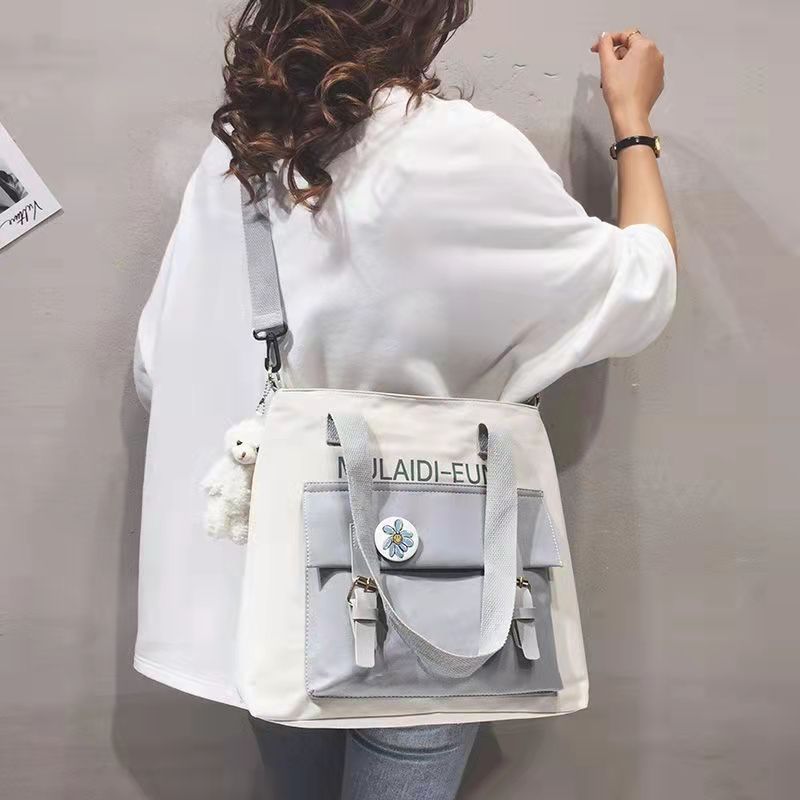 Large-Capacity Canvas Bag Female 2021 New Japanese Harajuku Portable Large Bag Campus Student Shoulder Messenger School Bag sacs