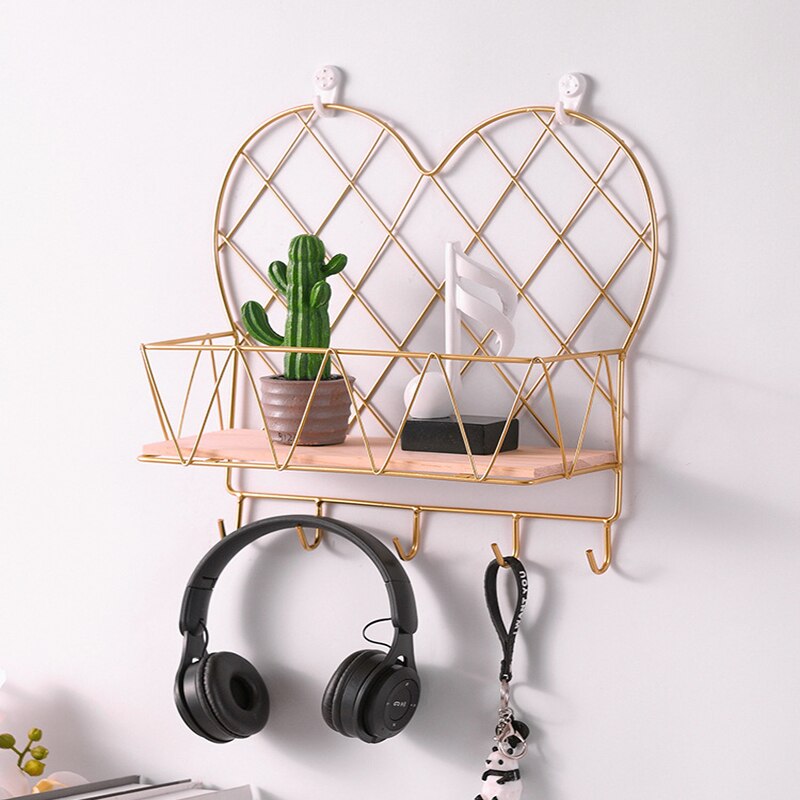 Nordic Iron Veranda Sleutel Opslag Decoratie Plank Muur Geperforeerde Muur Ornamenten Hanger Ornamenten Opbergrek