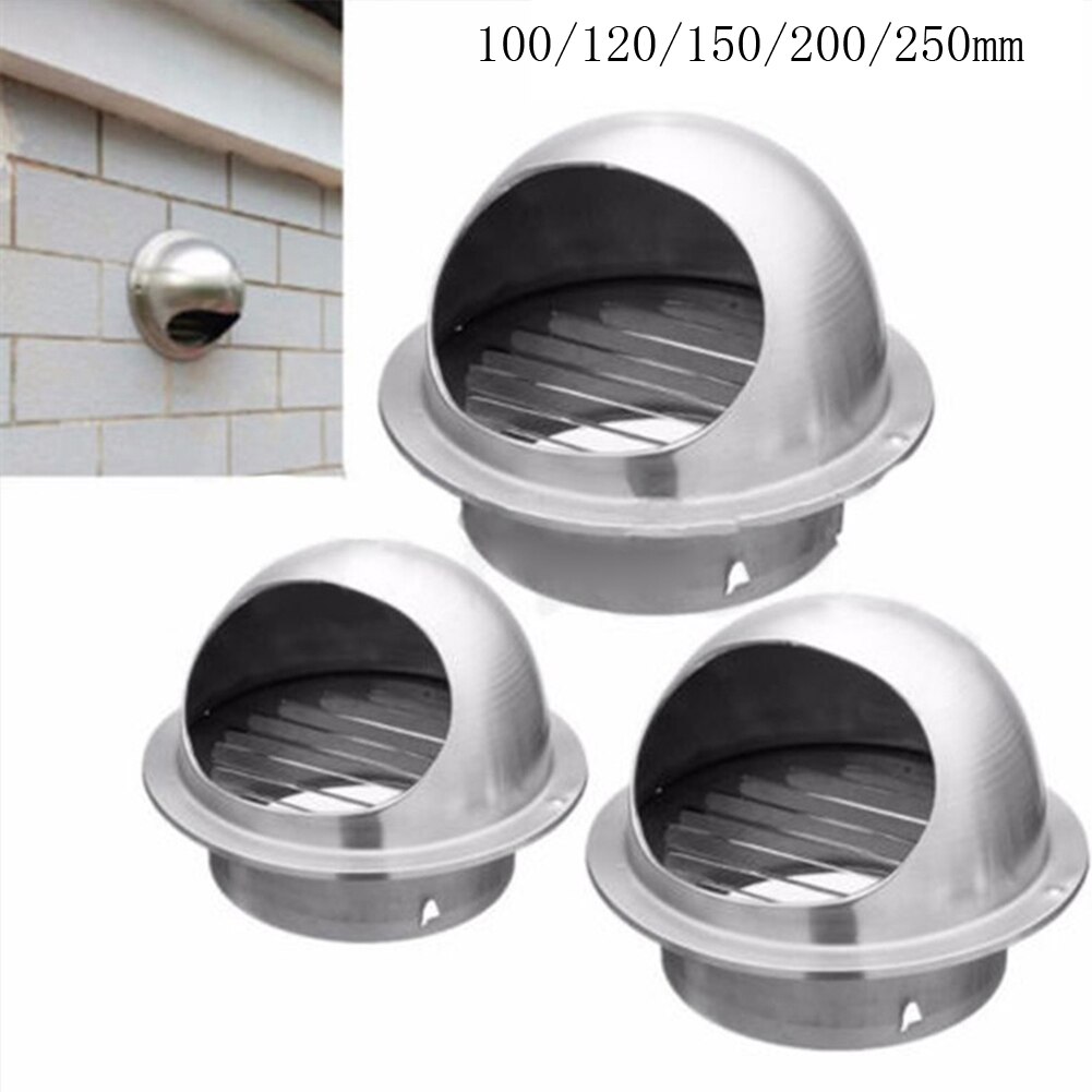 100/120/150/200/250mm rvs afzuigkap, kap externe muur vent cap ventilatie cap air ventilatie ventilator