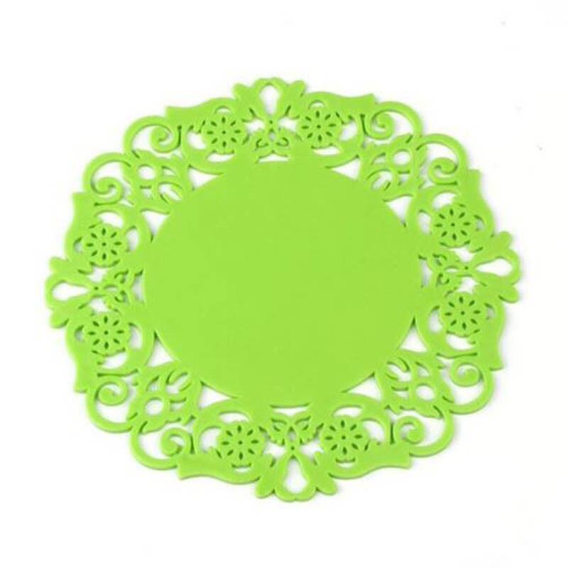 Hollow Lace Flower Round Silicone Coaster Heat Resistant Table Cups Pads FP8