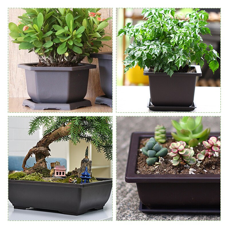 Imitatie Paars Zand Plant Tray Voor Plastic Bloempot Balkon Vierkante/Rechthoekige/Hexagon Potten Bonsai Kom Tuin Decoratie