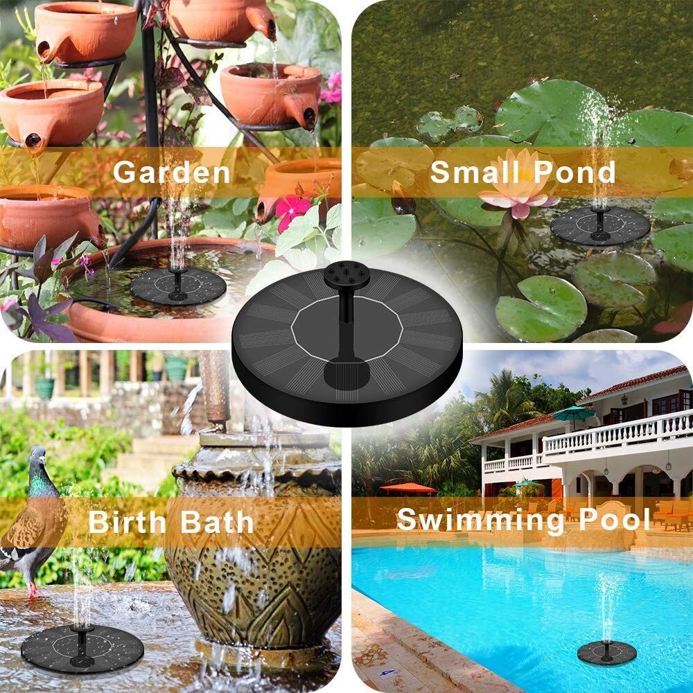 Solar Pump 1W Free Standing Floating Solar Bird Bath Water Pumps for Garden Round Solar Fountain Floating Water Garden Decor