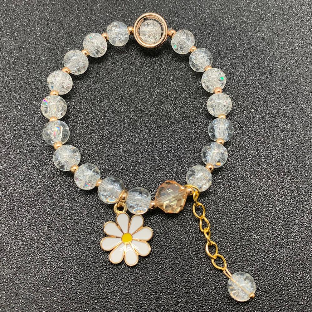 Bohemian Handmade Blume Form Lange Quaste Glas Armband Seld Baumeln Sets Frauen Multi Farbe Armbänder Schmuck Weihnachten: White Flower A