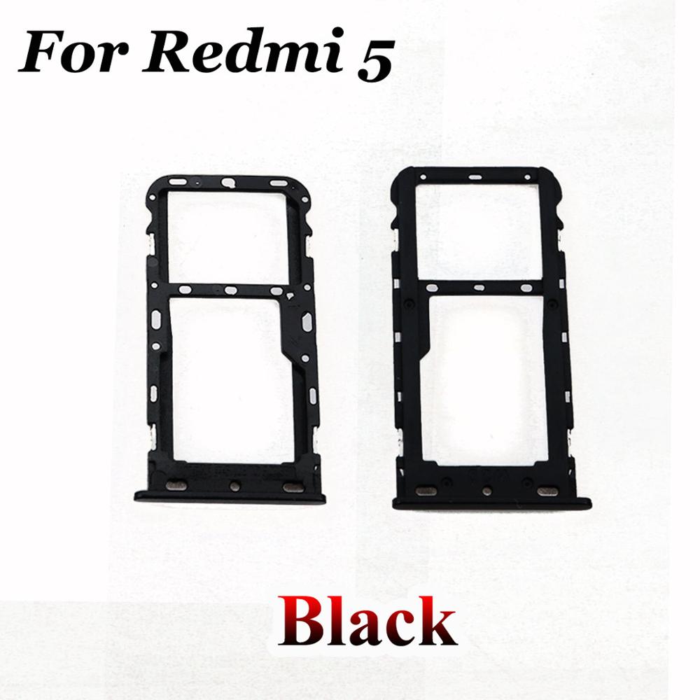 YuXi For Xiaomi Redmi 5 SIM Card Tray SIM Card Holder Adapter for Xiaomi Redmi note 5 note5 SIM Card Slot Miscro SD TF Card Tray: 5-Black