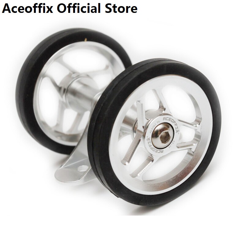 ACEOFFIX-Rodillo de guardabarros de bicicleta plegable 2022, para Brompton, rueda doble Easywheel, 52mm, FE3S: silver
